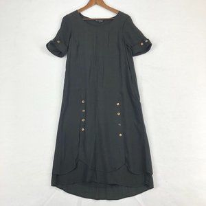 Picadilly Canada Women's Size Small Black Lagenlook Button Detail Midi Dress